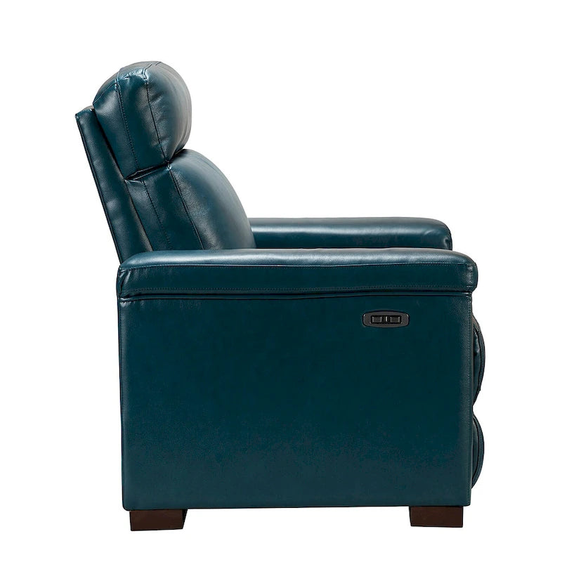 Fauteuil inclinable électrique en cuir véritable multicolore avec port USB et repose-pieds escamotable - 1 place
