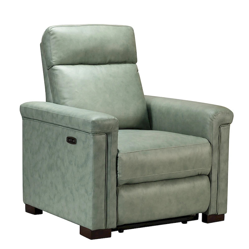 Fauteuil inclinable électrique en cuir véritable multicolore avec port USB et repose-pieds escamotable - 1 place