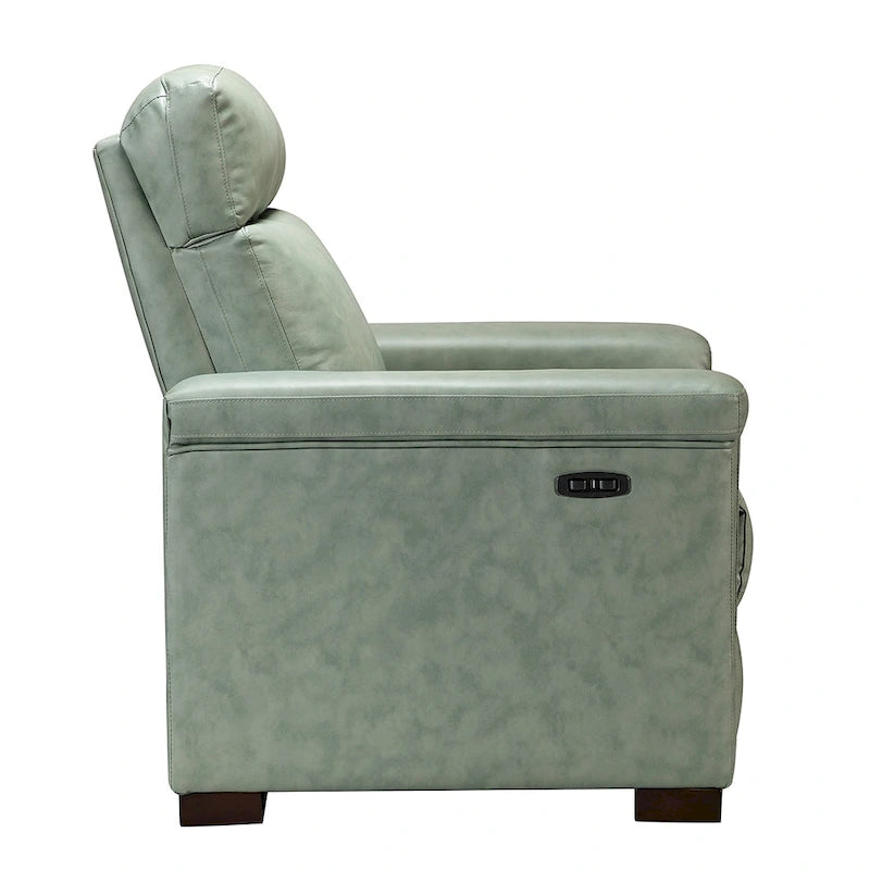 Fauteuil inclinable électrique en cuir véritable multicolore avec port USB et repose-pieds escamotable - 1 place