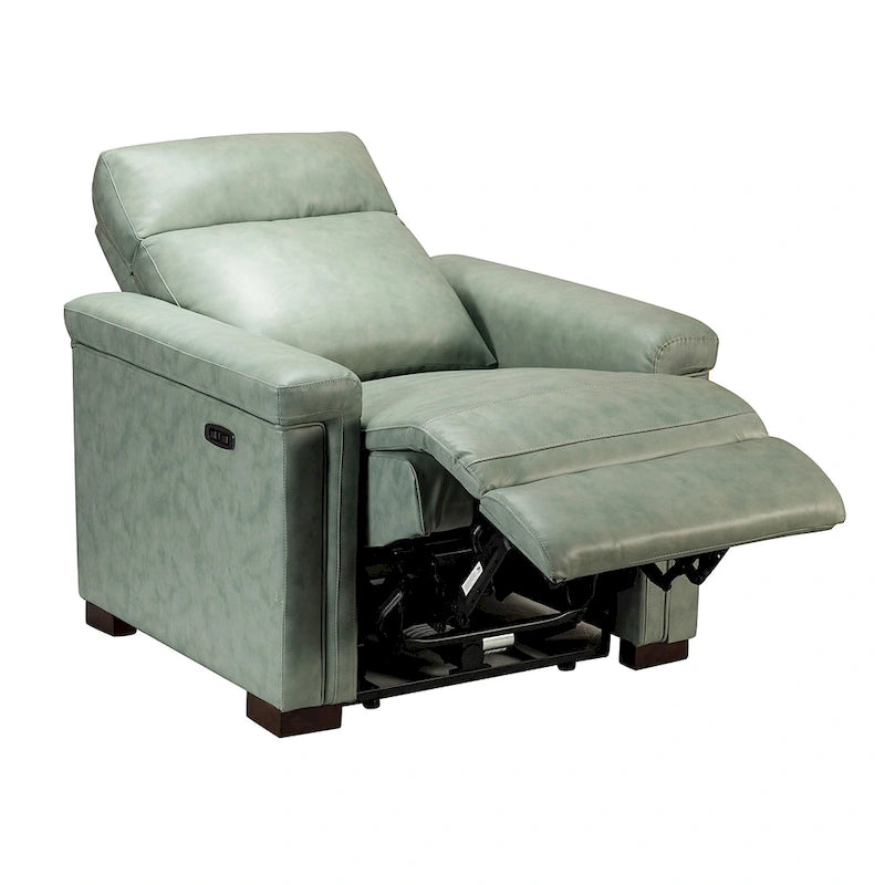 Fauteuil inclinable électrique en cuir véritable multicolore avec port USB et repose-pieds escamotable - 1 place