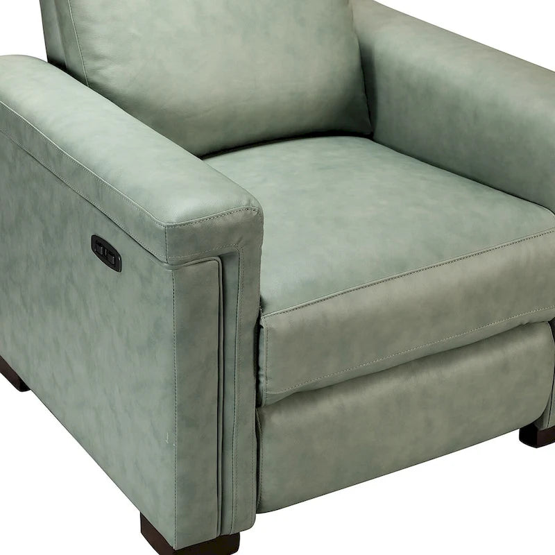 Fauteuil inclinable électrique en cuir véritable multicolore avec port USB et repose-pieds escamotable - 1 place