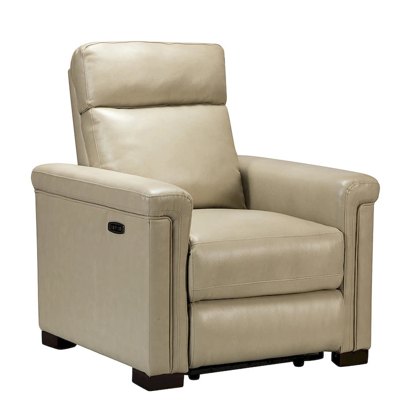 Fauteuil inclinable électrique en cuir véritable multicolore avec port USB et repose-pieds escamotable - 1 place