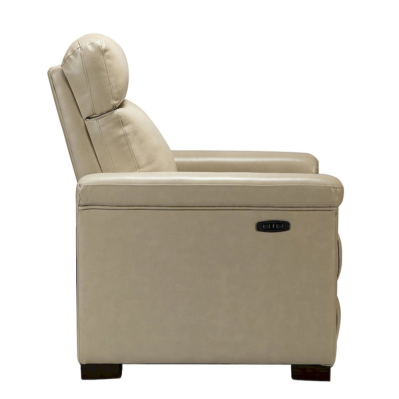 Fauteuil inclinable électrique en cuir véritable multicolore avec port USB et repose-pieds escamotable - 1 place