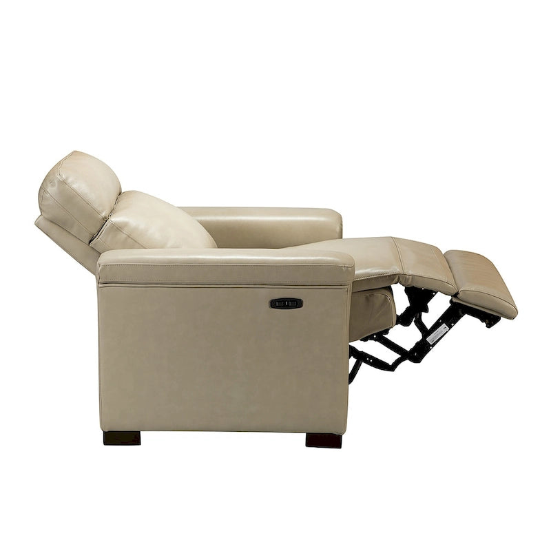 Fauteuil inclinable électrique en cuir véritable multicolore avec port USB et repose-pieds escamotable - 1 place