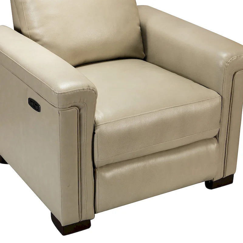 Fauteuil inclinable électrique en cuir véritable multicolore avec port USB et repose-pieds escamotable - 1 place