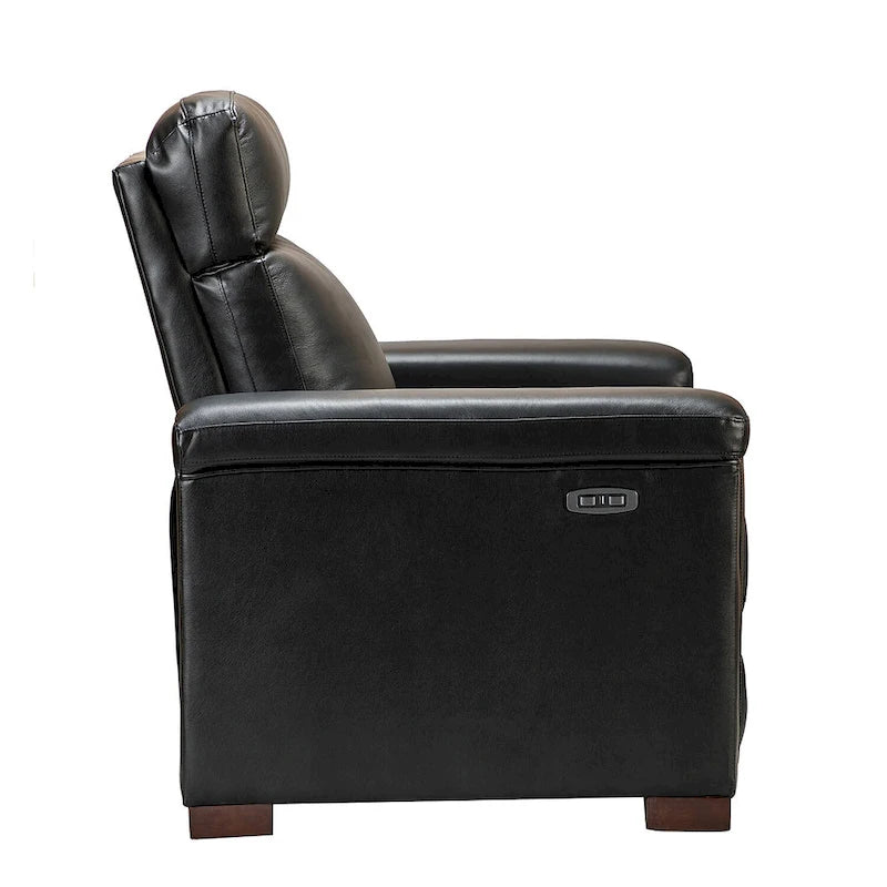 Fauteuil inclinable électrique en cuir véritable multicolore avec port USB et repose-pieds escamotable - 1 place