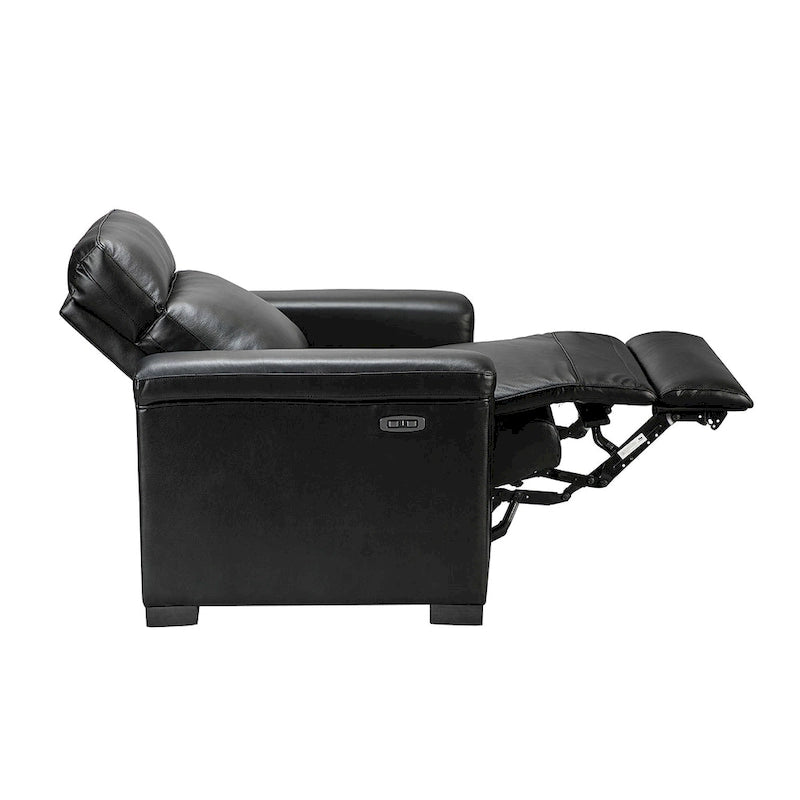 Fauteuil inclinable électrique en cuir véritable multicolore avec port USB et repose-pieds escamotable - 1 place