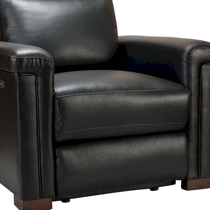 Fauteuil inclinable électrique en cuir véritable multicolore avec port USB et repose-pieds escamotable - 1 place