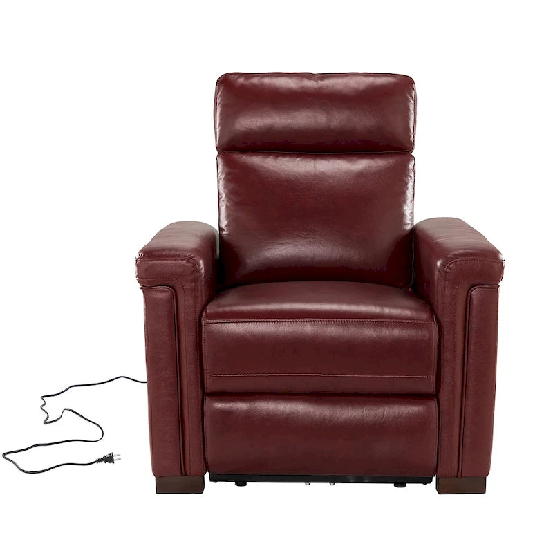 Fauteuil inclinable électrique en cuir véritable multicolore avec port USB et repose-pieds escamotable - 1 place