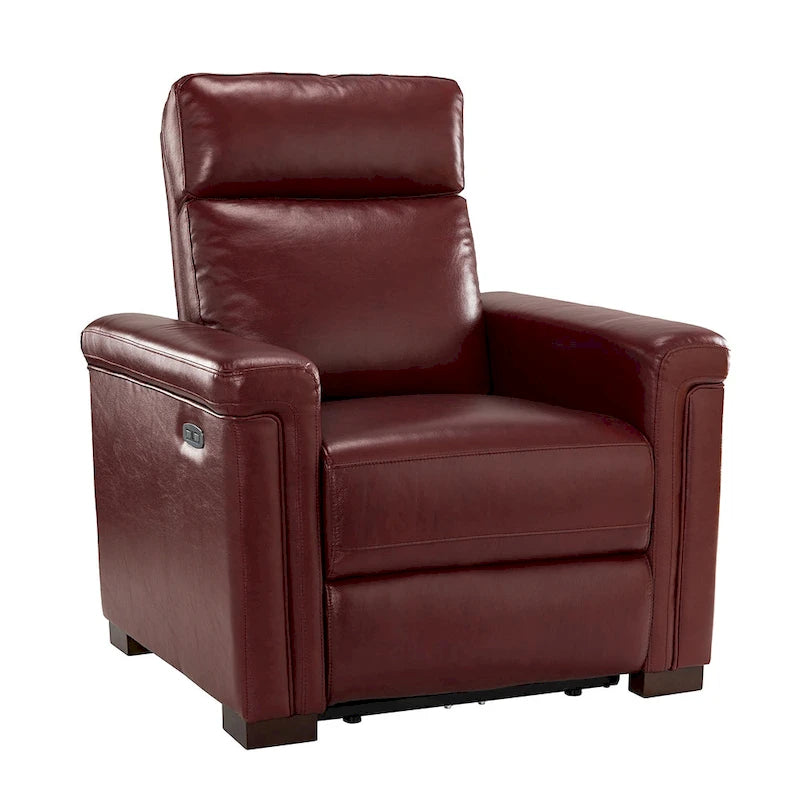 Fauteuil inclinable électrique en cuir véritable multicolore avec port USB et repose-pieds escamotable - 1 place