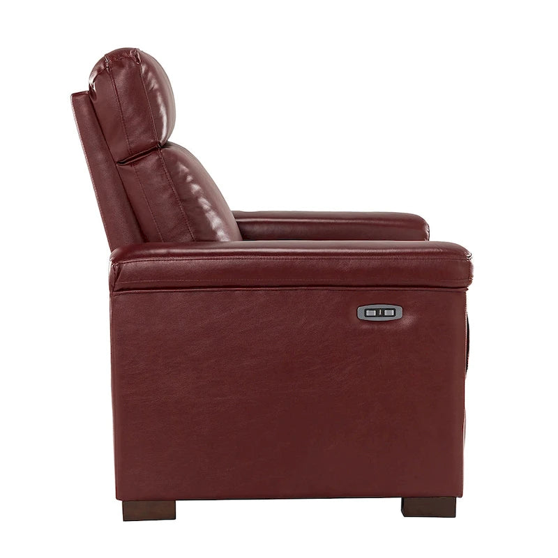 Fauteuil inclinable électrique en cuir véritable multicolore avec port USB et repose-pieds escamotable - 1 place