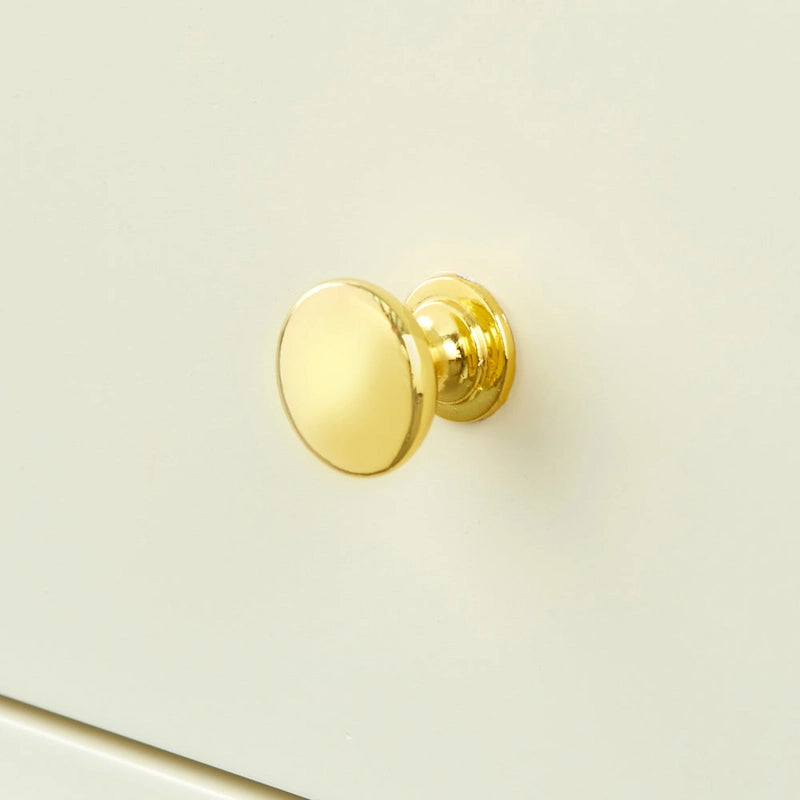 Table d'appoint mi-siècle blanc antique/noyer/rose poudré avec 1 tiroir et étagère surélevée