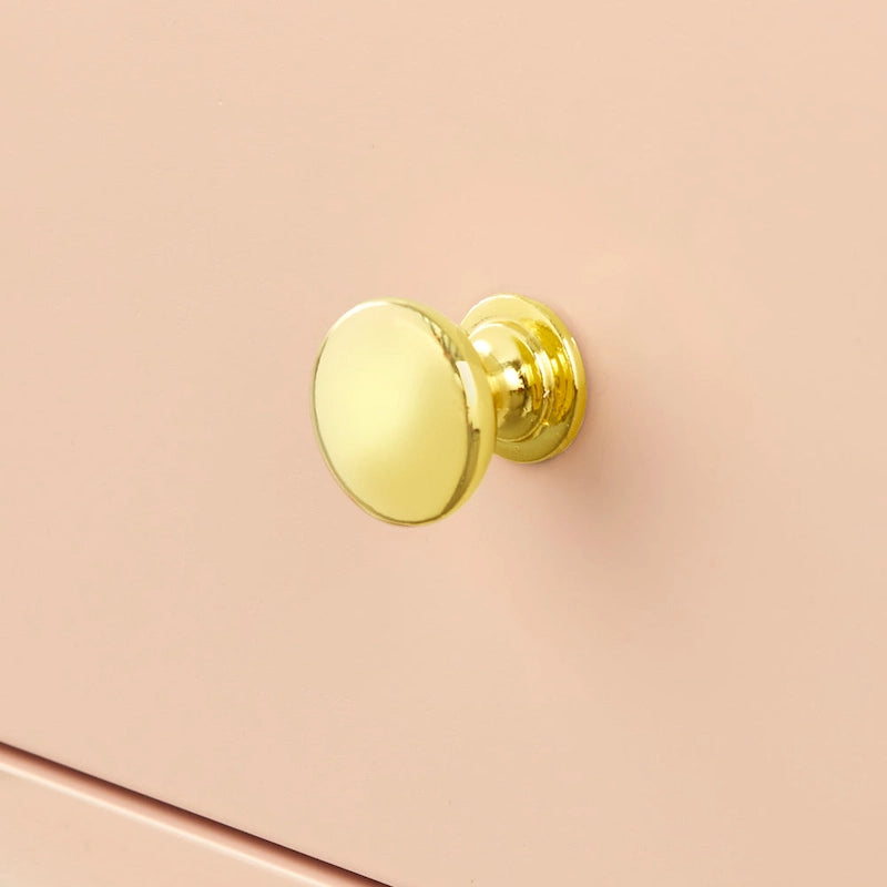 Table d'appoint mi-siècle blanc antique/noyer/rose poudré avec 1 tiroir et étagère surélevée