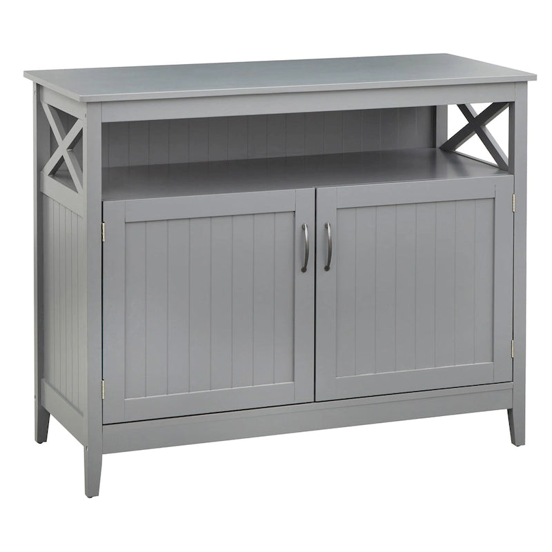 Buffet/Bahut 2 portes avec étagère ouverte, coloris Espresso / Noir / Blanc / Gris anthracite / Jaune