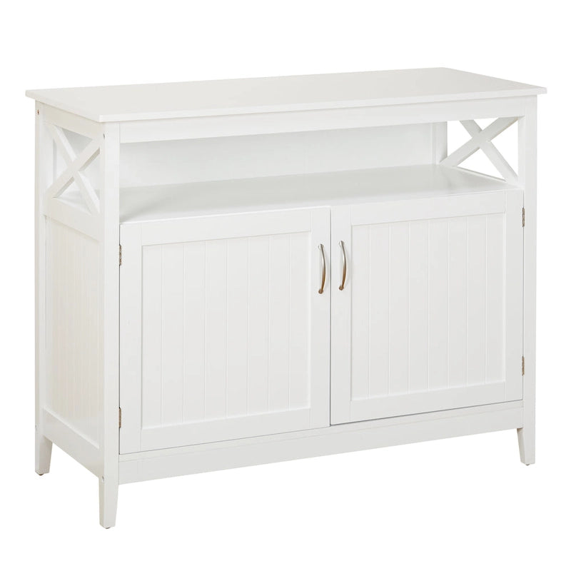 Buffet/Bahut 2 portes avec étagère ouverte, coloris Espresso / Noir / Blanc / Gris anthracite / Jaune