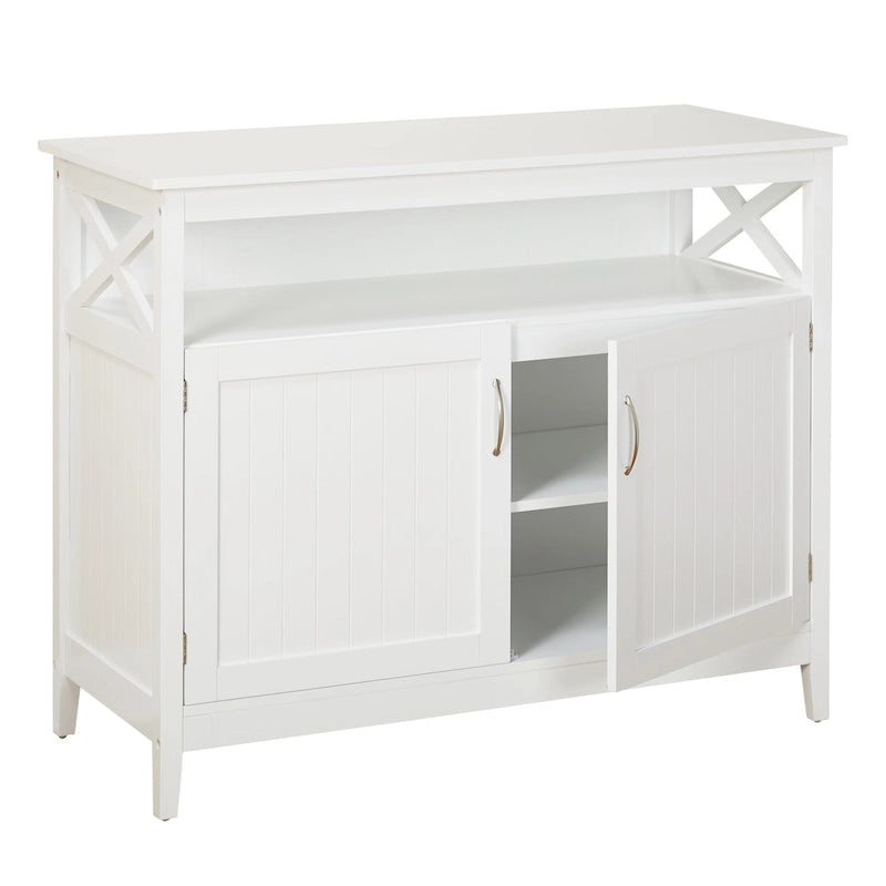 Buffet/Bahut 2 portes avec étagère ouverte, coloris Espresso / Noir / Blanc / Gris anthracite / Jaune