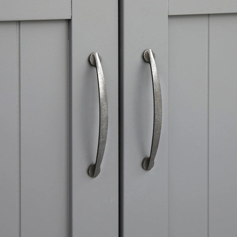 Buffet/Bahut 2 portes avec étagère ouverte, coloris Espresso / Noir / Blanc / Gris anthracite / Jaune