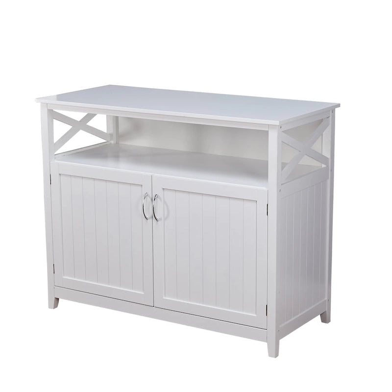 Buffet/Bahut 2 portes avec étagère ouverte, coloris Espresso / Noir / Blanc / Gris anthracite / Jaune