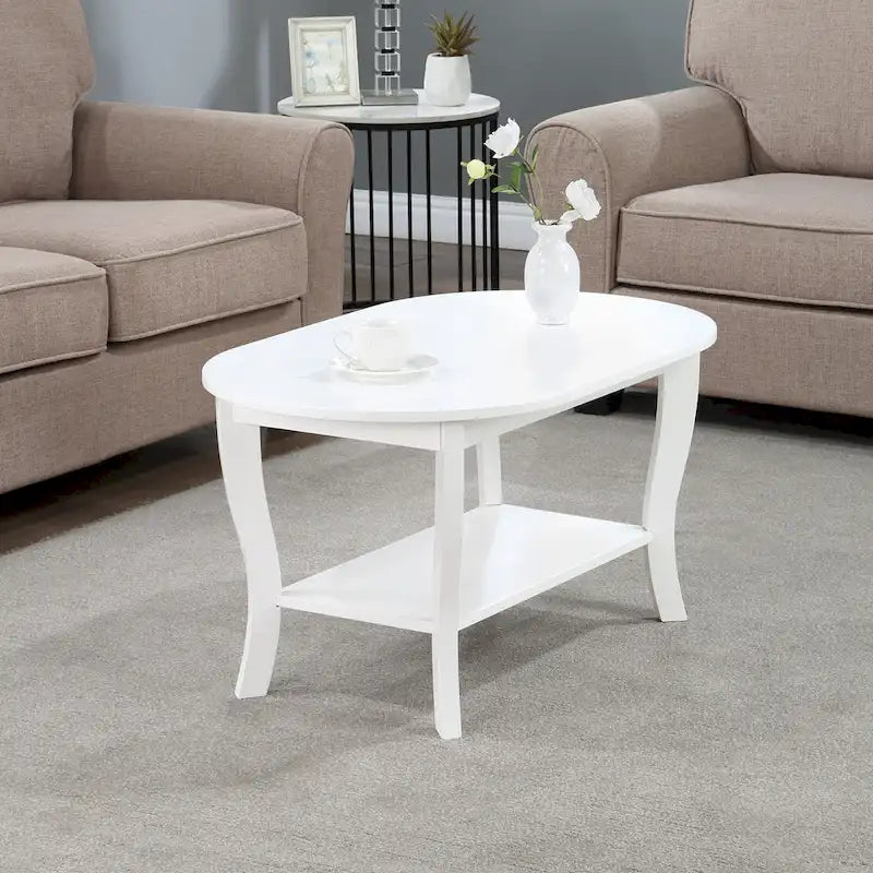 Convenience Concepts American Heritage Oval Coffee Table with Shelf