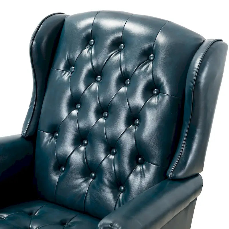 Fauteuil de bureau pivotant avec dossier capitonné et accoudoirs cloutés, turquoise / marron / camel / noir / marine, style classique, 1 personne