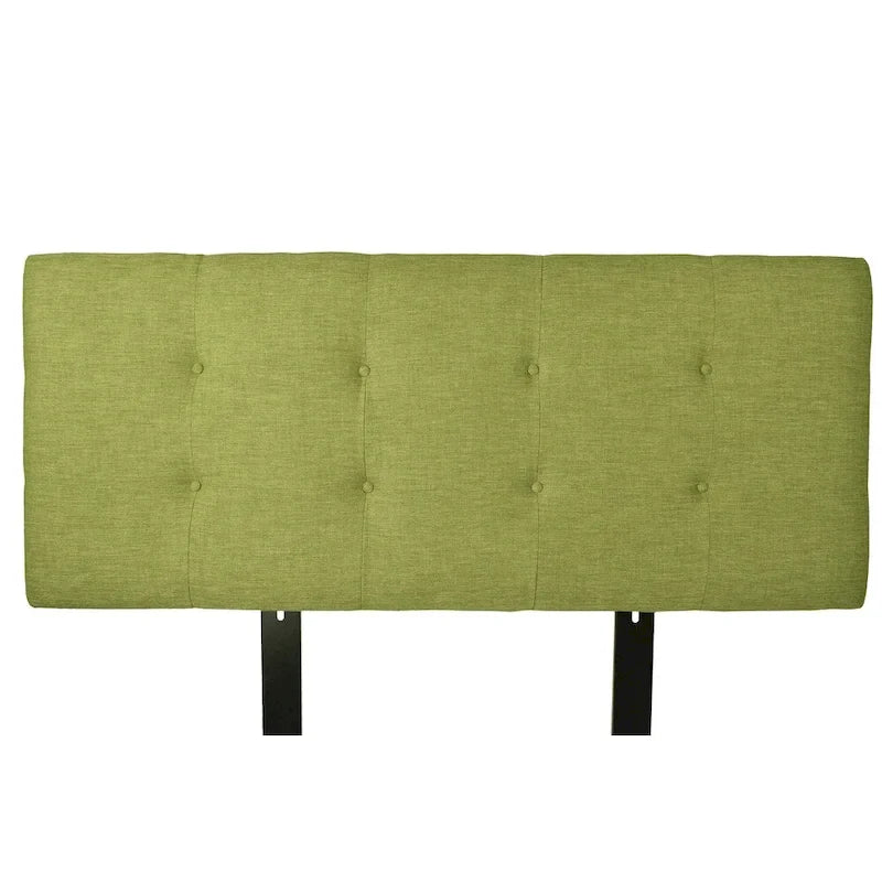 Tête de lit capitonnée en tissu, hauteur réglable, verte, style contemporain, 1 personne (lits jumeaux / double / grand lit / très grand lit / très grand lit californien)