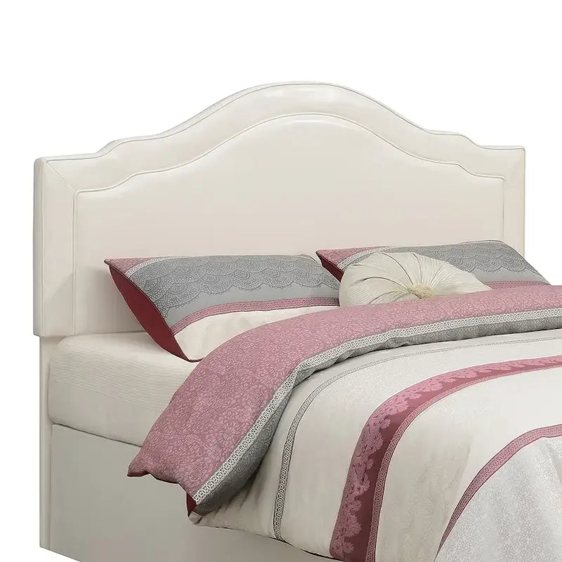Tête de lit capitonnée grand lit avec forme en dos d'âne et coutures passepoilées, crème, style traditionnel, lit 1 personne