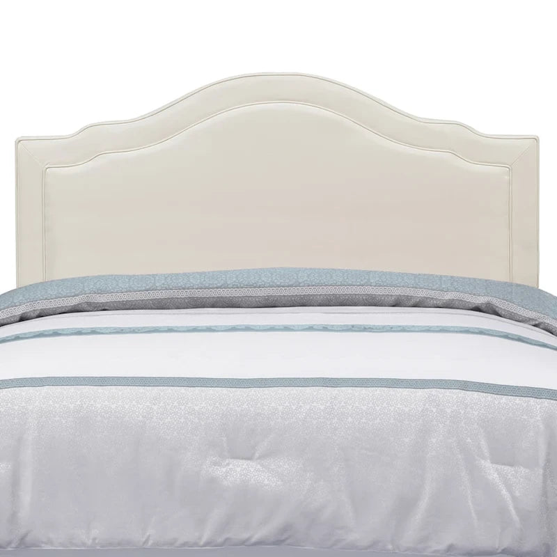 Tête de lit capitonnée grand lit avec forme en dos d'âne et coutures passepoilées, crème, style traditionnel, lit 1 personne