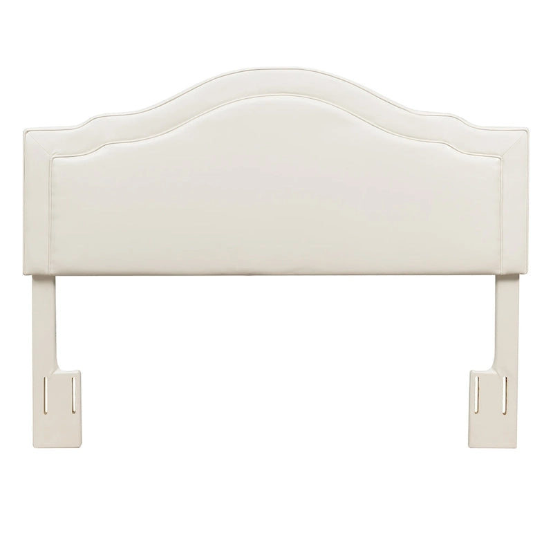 Tête de lit capitonnée grand lit avec forme en dos d'âne et coutures passepoilées, crème, style traditionnel, lit 1 personne