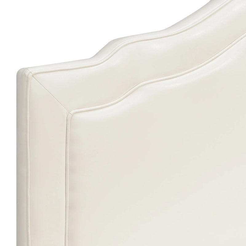 Tête de lit capitonnée grand lit avec forme en dos d'âne et coutures passepoilées, crème, style traditionnel, lit 1 personne