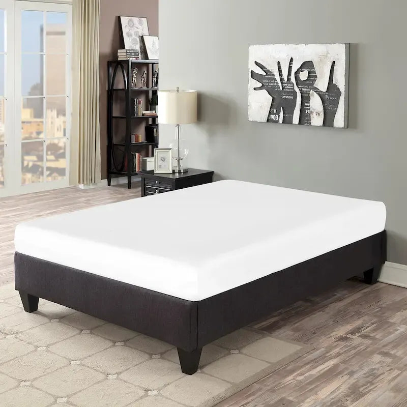 Cadre de lit plateforme rembourré gris foncé – Lit simple / Lit double / Grand lit / Très grand lit / Très grand lit californien / Lit simple XL