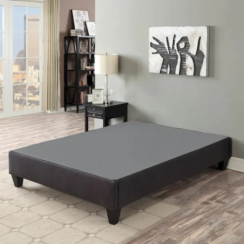Cadre de lit plateforme rembourré gris foncé – Lit simple / Lit double / Grand lit / Très grand lit / Très grand lit californien / Lit simple XL