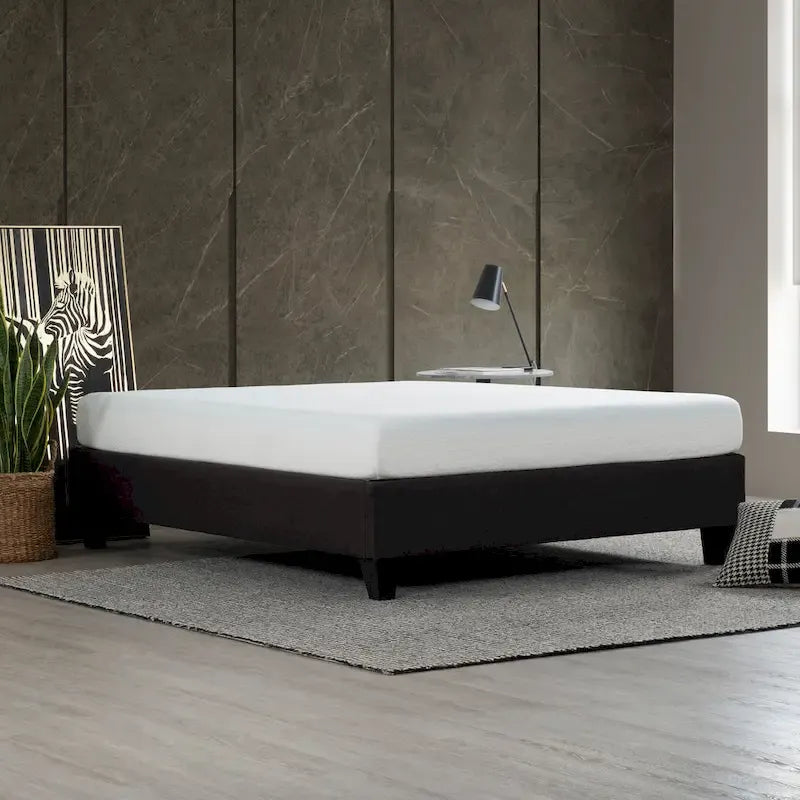 Cadre de lit plateforme rembourré gris foncé – Lit simple / Lit double / Grand lit / Très grand lit / Très grand lit californien / Lit simple XL