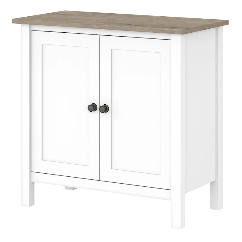 Armoire de rangement d'appoint 2 portes gris lambris / noir vintage - Style ferme moderne