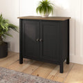 Armoire de rangement d'appoint 2 portes gris lambris / noir vintage - Style ferme moderne