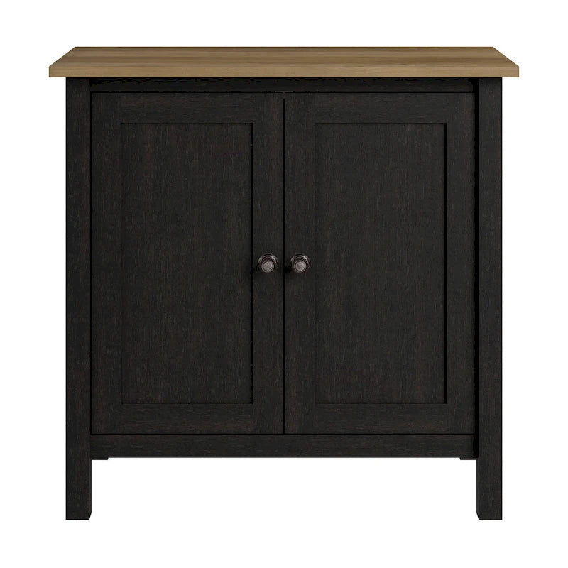 Armoire de rangement d'appoint 2 portes gris lambris / noir vintage - Style ferme moderne
