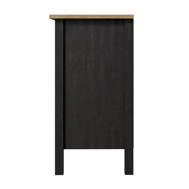 Armoire de rangement d'appoint 2 portes gris lambris / noir vintage - Style ferme moderne