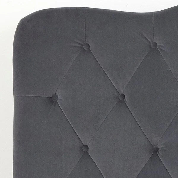 Tête de lit Queen capitonnée, Velours gris / Lin sable / Velours blanc, Style traditionnel Camelback, Lit 1 personne