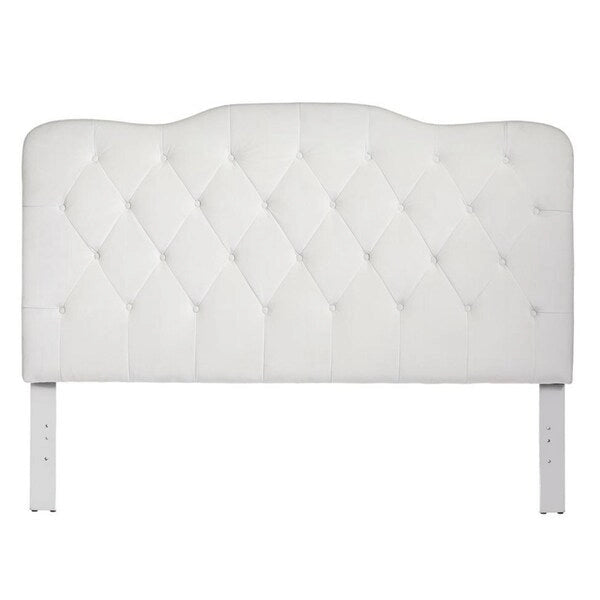Tête de lit Queen capitonnée, Velours gris / Lin sable / Velours blanc, Style traditionnel Camelback, Lit 1 personne