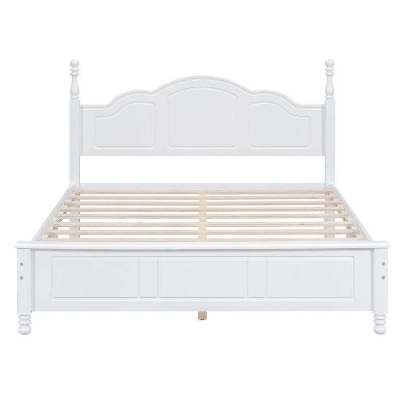 Lit plateforme en bois Queen noyer foncé/blanc avec tête de lit rétro