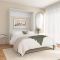 Lit escamotable Queen 65" avec armoire, Blanc / Chêne Espresso / Gris Platine, Style moderne, 1 personne