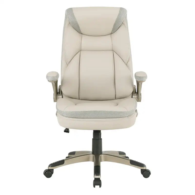 Fauteuil de bureau de direction en cuir reconstitué avec support lombaire, taupe / noir / anthracite, style ergonomique, 1 personne