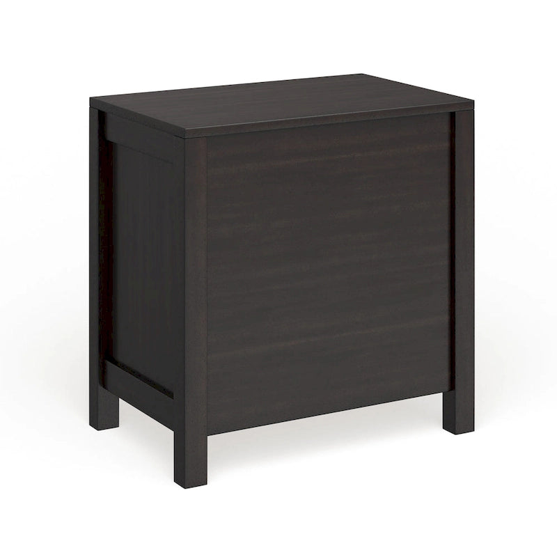 Table de chevet 2 tiroirs en bois massif avec glissières métalliques et tiroirs doublés de feutre, Espresso / Gris / Chêne clair / Blanc, Style transitionnel, Chambre à coucher 1 personne