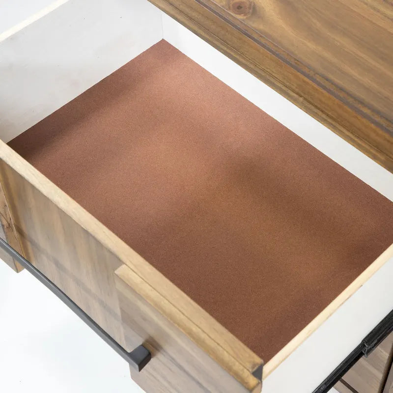 Table de chevet 2 tiroirs en bois massif avec glissières métalliques et tiroirs doublés de feutre, Espresso / Gris / Chêne clair / Blanc, Style transitionnel, Chambre à coucher 1 personne