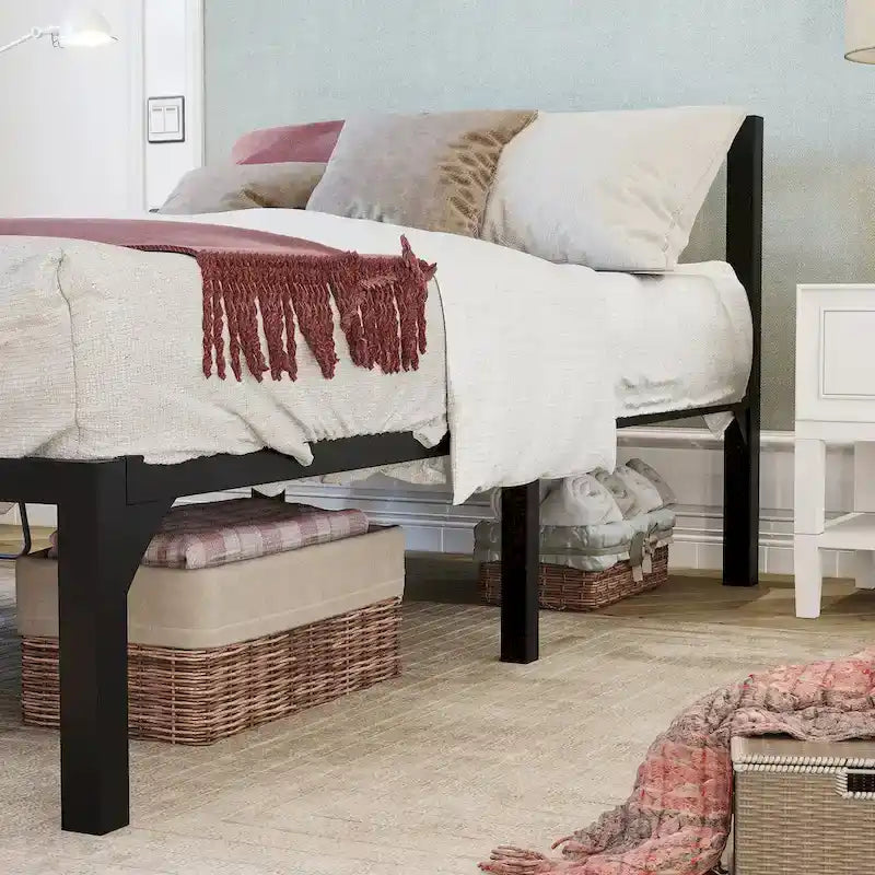 Cadre de lit plateforme en métal noir mat - Lit double / Queen / King