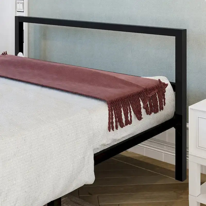 Cadre de lit plateforme en métal noir mat - Lit double / Queen / King