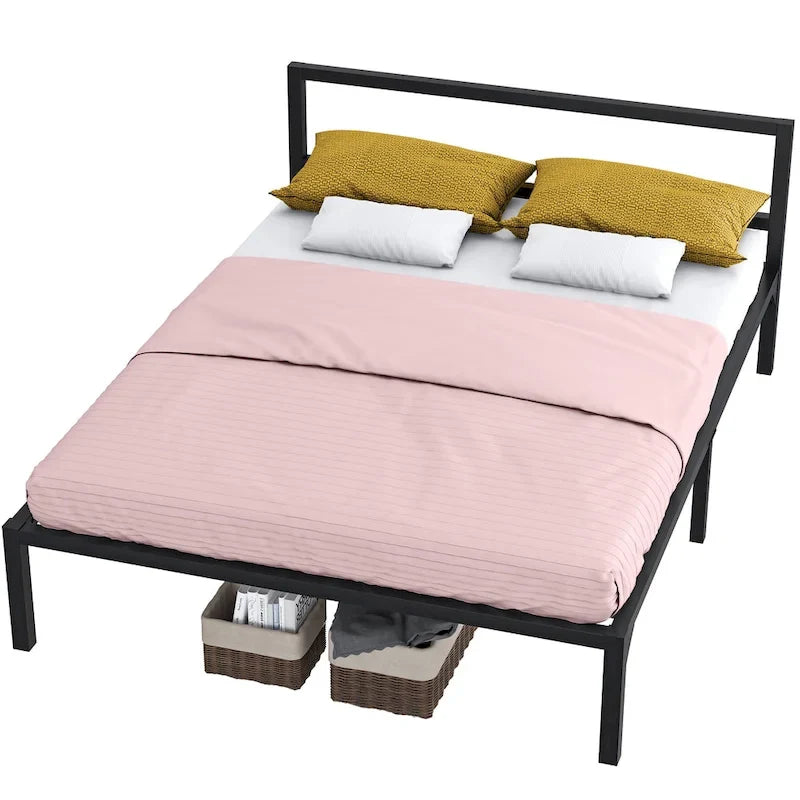 Cadre de lit plateforme en métal noir mat - Lit double / Queen / King