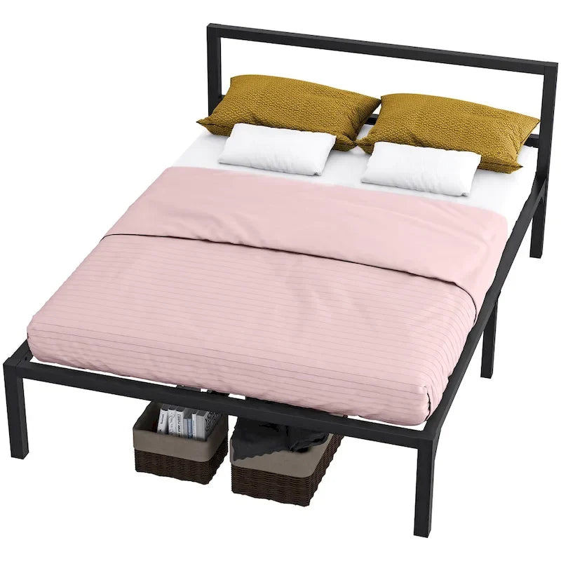 Cadre de lit plateforme en métal noir mat - Lit double / Queen / King