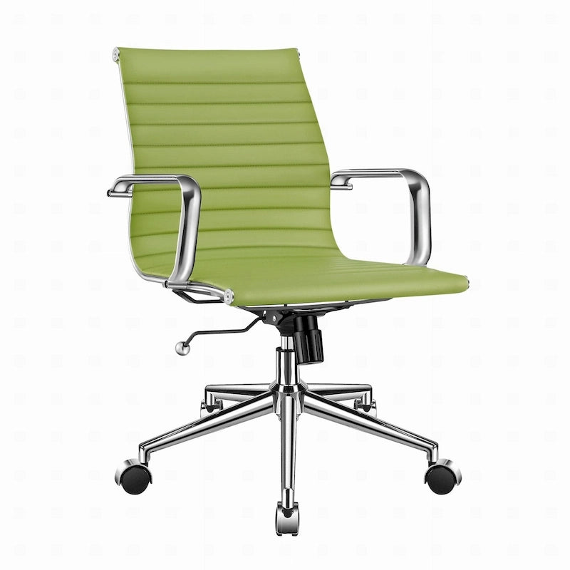 Fauteuil de bureau pivotant en similicuir côtelé multicolore avec accoudoirs chromés - 1 personne