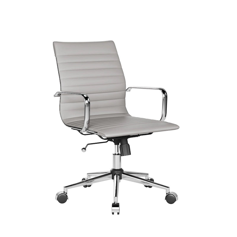 Fauteuil de bureau pivotant en similicuir côtelé multicolore avec accoudoirs chromés - 1 personne
