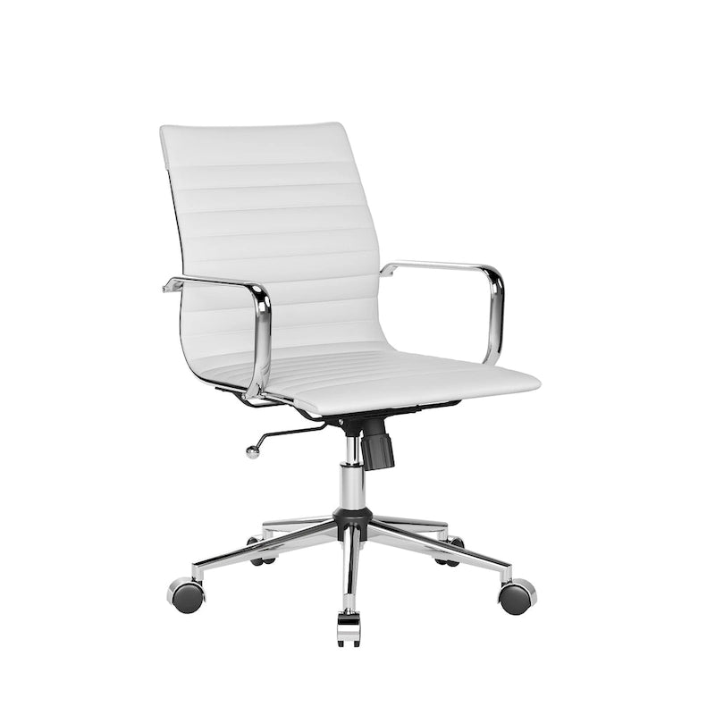 Fauteuil de bureau pivotant en similicuir côtelé multicolore avec accoudoirs chromés - 1 personne